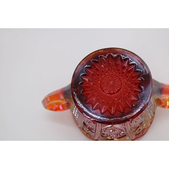 INDIANA GLASS HEIRLOOM SUNSET CARNIVAL GOLD STAR CREAMER & SUGAR - Picture 11 of 11